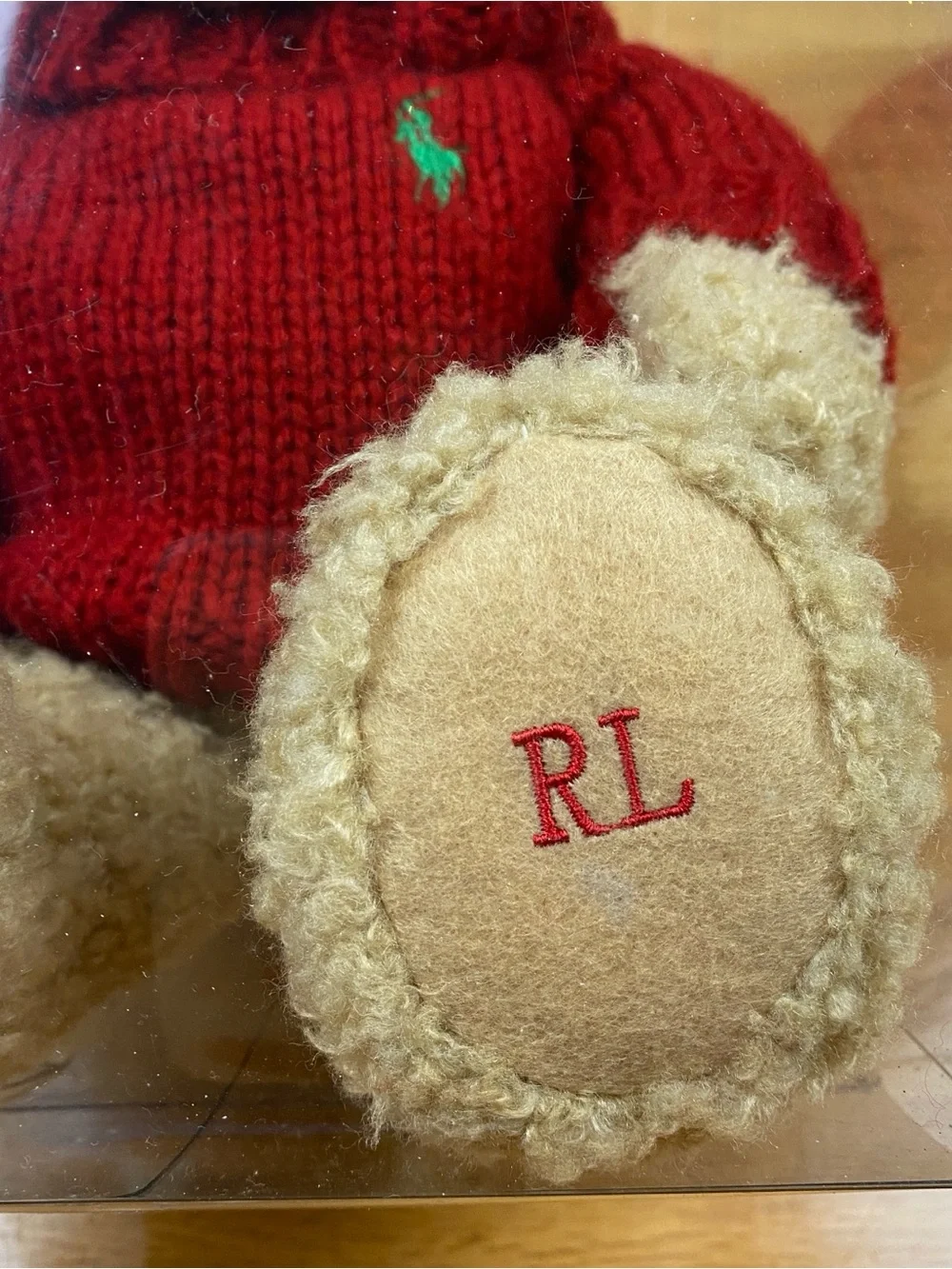 Vintage Polo Ralph Lauren Fragrance Plush Bear Red Sweater Green Knit Hat 2006